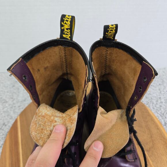 Vtg Dr. Martens Made in England 1460 Purple Leather Trench Combat Boot UK 3 US 5 - Picture 13 of 15